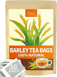 TeeLux Barley Tea Bags, Pure Roasted Barley Tea, Caffeine Free, Sugar Free, Nutty Flavor, 2g x 50 Bags