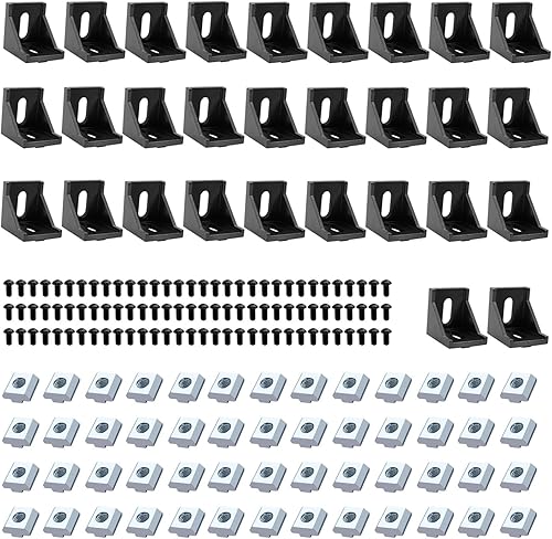 Miniatura 177 de 10 unids 2020 placa de extrusión de aluminio conector esquina L soporte 8020 V ranura hardware ranura T accesorios con tuercas en T y tornillos