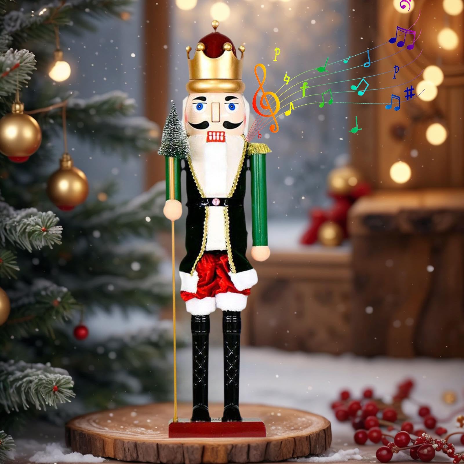 Decorazione Natalizia centrotavola musicale illuminato | Soldato Collezionabile Alto 38 cm Per Feste Natalizie In Casa Tavola Da Pranzo Scaffale Camera Da Soggiorno Vetrina