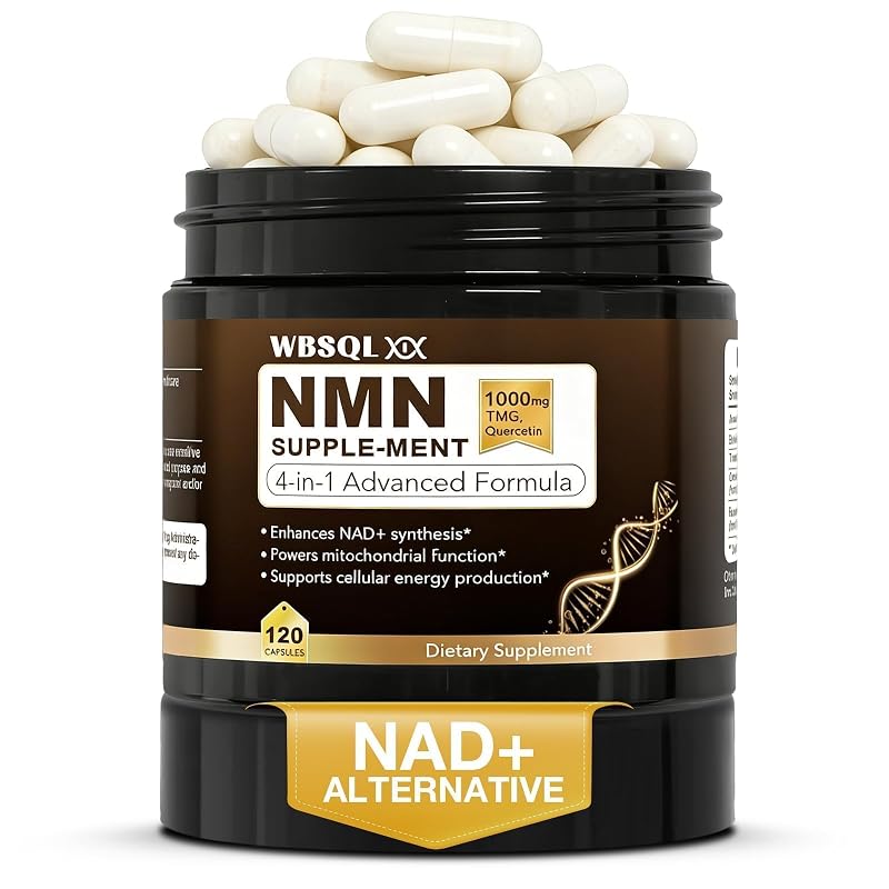 WBSQL Suplemento de NMN com Resveratrol, Quercetina e TMG 1.000 mg, 120 cápsulas