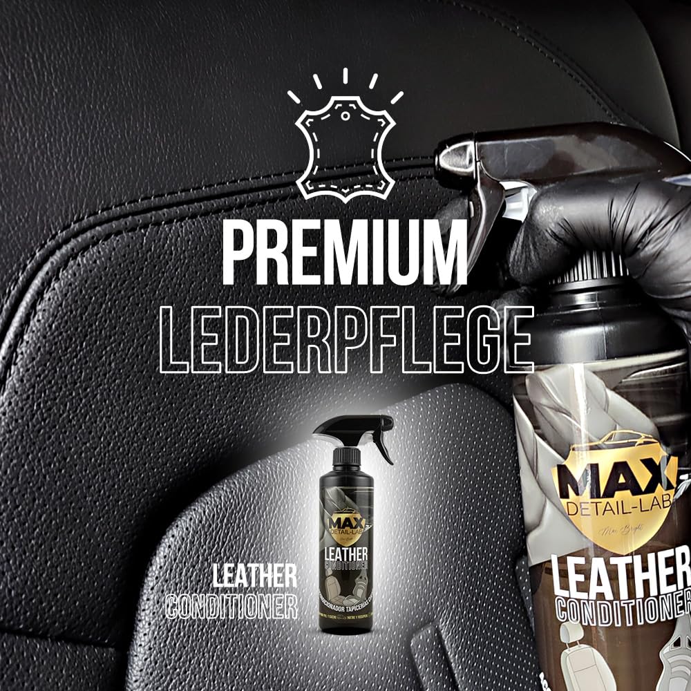 MAX DETAIL-LAB - Leather Conditioner - Lederpflege Auto Innenraum, Konditionierer für Leder Autositze, Erstklassiger Schutz und Pflege, Lederreiniger Detailing Kit Autopflege Set, 5L