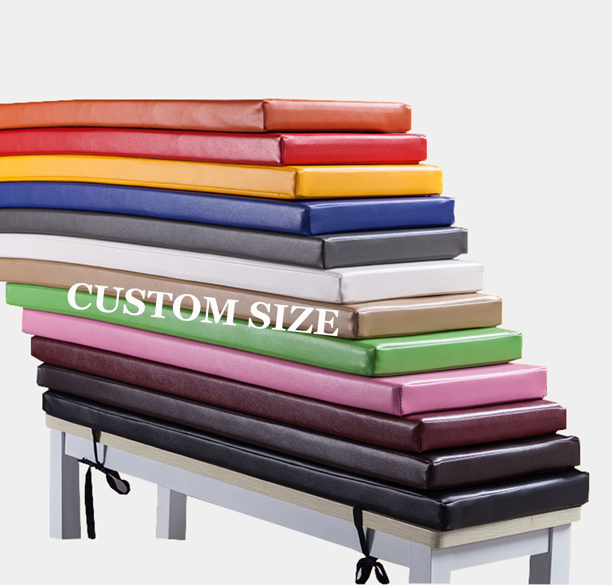 Custom PU Leather Bench Cushion Long Bench Seat Pad Luxury Waterproof Seat Cushion Non-slip Furniture Cushion for Indoor Footstool Sofa Office Patio Removable-image-2
