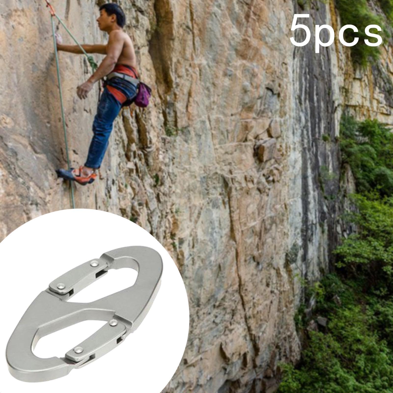 kowaku 5X 8 Shape Carabiners Clasps Accessories Easy to Use Professional Buckle Snap Clips Hardware for Backpacking Climbing Hiking