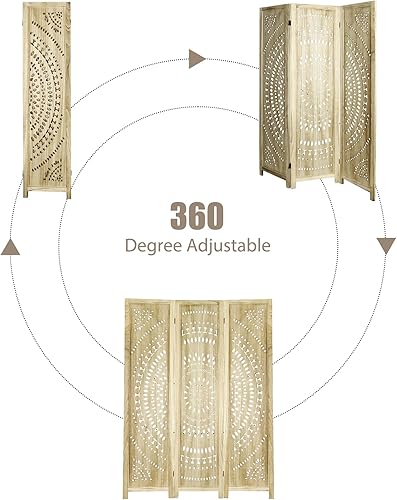 Miniatura 5 de Babion Divisor de habitación de 3 paneles, pantalla de privacidad, 5.6 pies, divisor de pared de panel plegable alto, divisor de habitación plegable