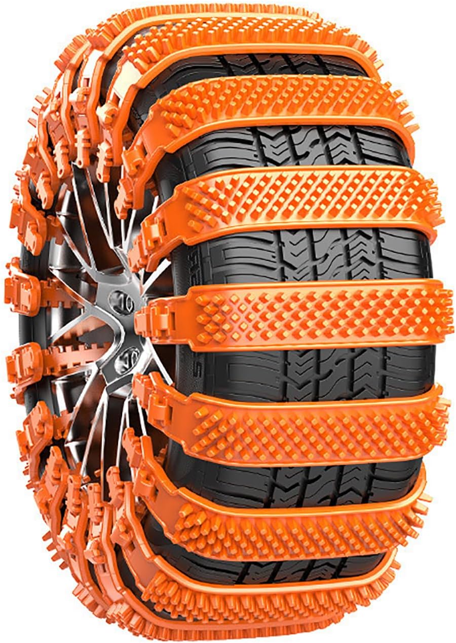Car Snow Chains for Honda CRV Life Urv HRV, Universal Emergency Snow Chains, Anti-Skid Tire Traction Device, Wear-Resistant for Auto Pickup Trucks Suvs,D Orange-20 pcs