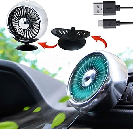Amazon Kwak S 車内扇風機 車用 卓上 エアコン 両用 角度調整可能 Ledライト 付き 夏対応 強風量 省エネ 小型 Usb ファン 12v 24v 通用 シルバー 車載用冷暖房器具 車 バイク