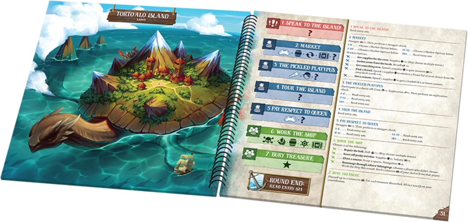 Forgotten Waters Board Game - Embark on a Hilarious Pirate Adventure in a World of High Seas Hijinks! Cooperative Strategy Game, Ages 14+, 3-7 Players, 2-4 Hour Playtime, Made by Plaid Hat Games