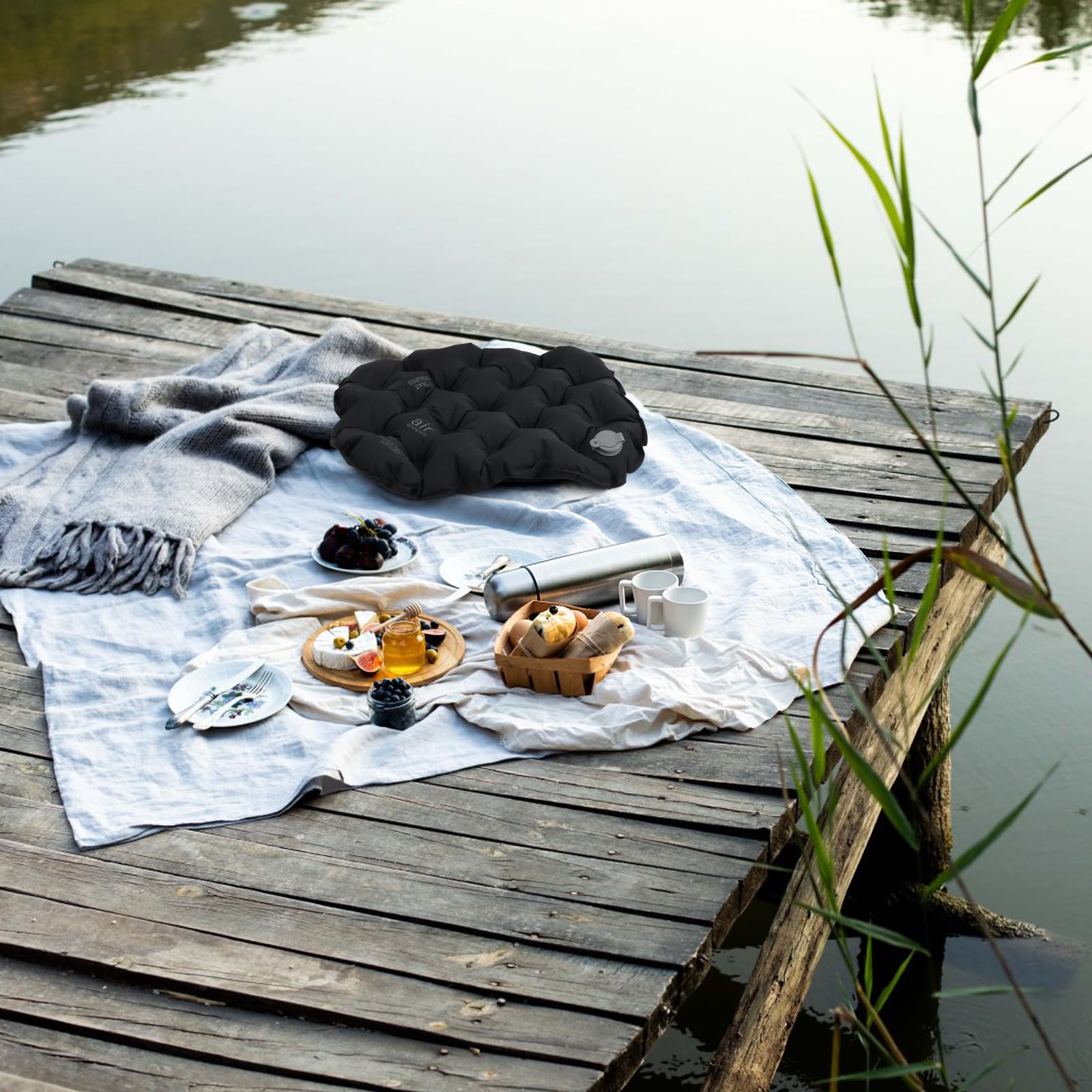 Cojín de Asiento Inflable, Cojín de Camping Ligero, Cojín Viaje Inflable Portátil, Cojín Hinchable Silla, Ergonómico Cojín de Aire para Silla de Ruedas, para Oficina Playa Exterior Sentarse