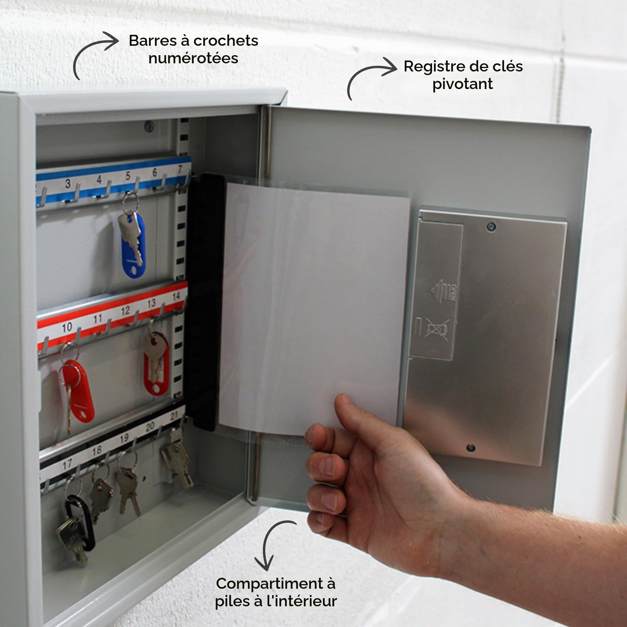 Wedo 10262137 Armoire à clés pour 21 clés avec fermeture à code + 2 clés