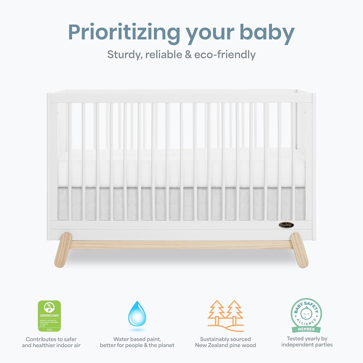 Dream On Me Hygge 5-in-1 Convertible Full-Size Baby Crib in Vintage White Oak, GreenGuard Gold & BSA, Converts to Toddler, Day & Full-Size Bed, Adjustable Mattress Heights, Modern Nursery