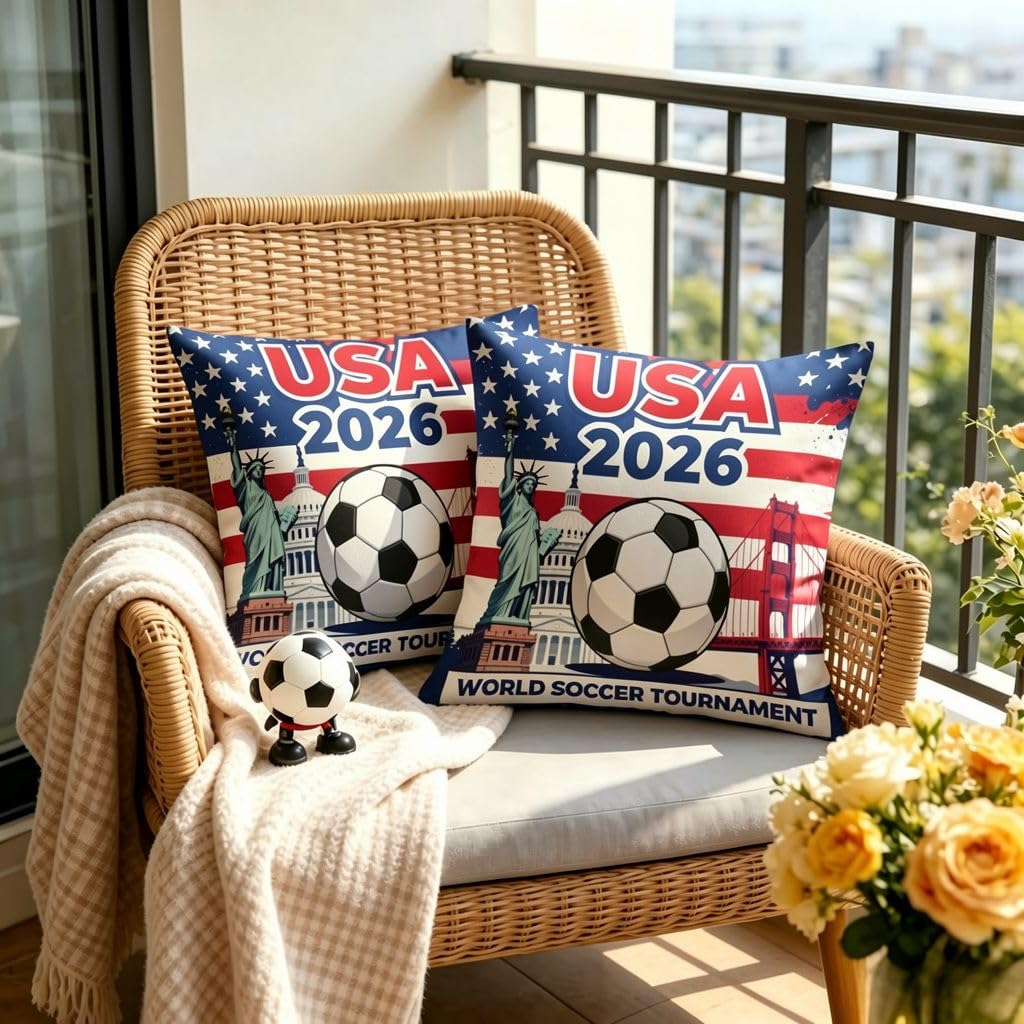 USA 2026 Soccer Linen Pillow Covers -18x18