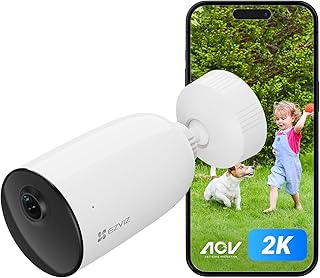 EZVIZ CB3 2K Wireless Outdoor WiFi Surveillance Camera with Rechargeable Batteries, AOV, Human/Vehicle Shape Detection, Co…