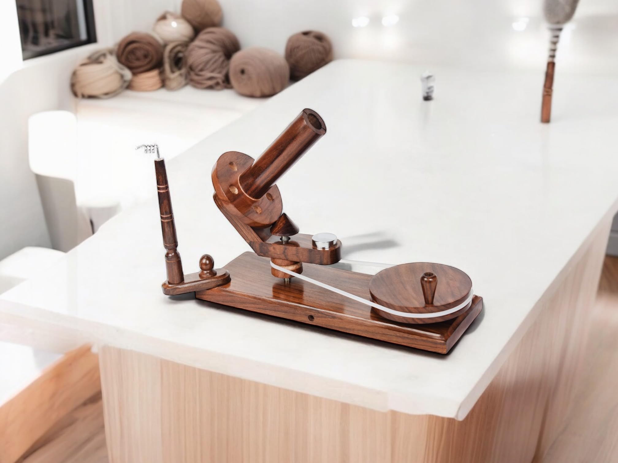 Bobinadora de bolas de hilo de madera - Bobinadora de hilo hecha a mano para tejer y hacer ganchillo - Selecciones de punto Hilo de paraguas Swift (Brown, Winder)