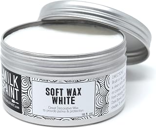 Real Milk Paint, Soft Finishing Wax Sealant for Painted Furniture, Paint Sealer Topcoat for Cabinets, Unfinished Wood Decor, Beeswax, Matte White, 16 oz.