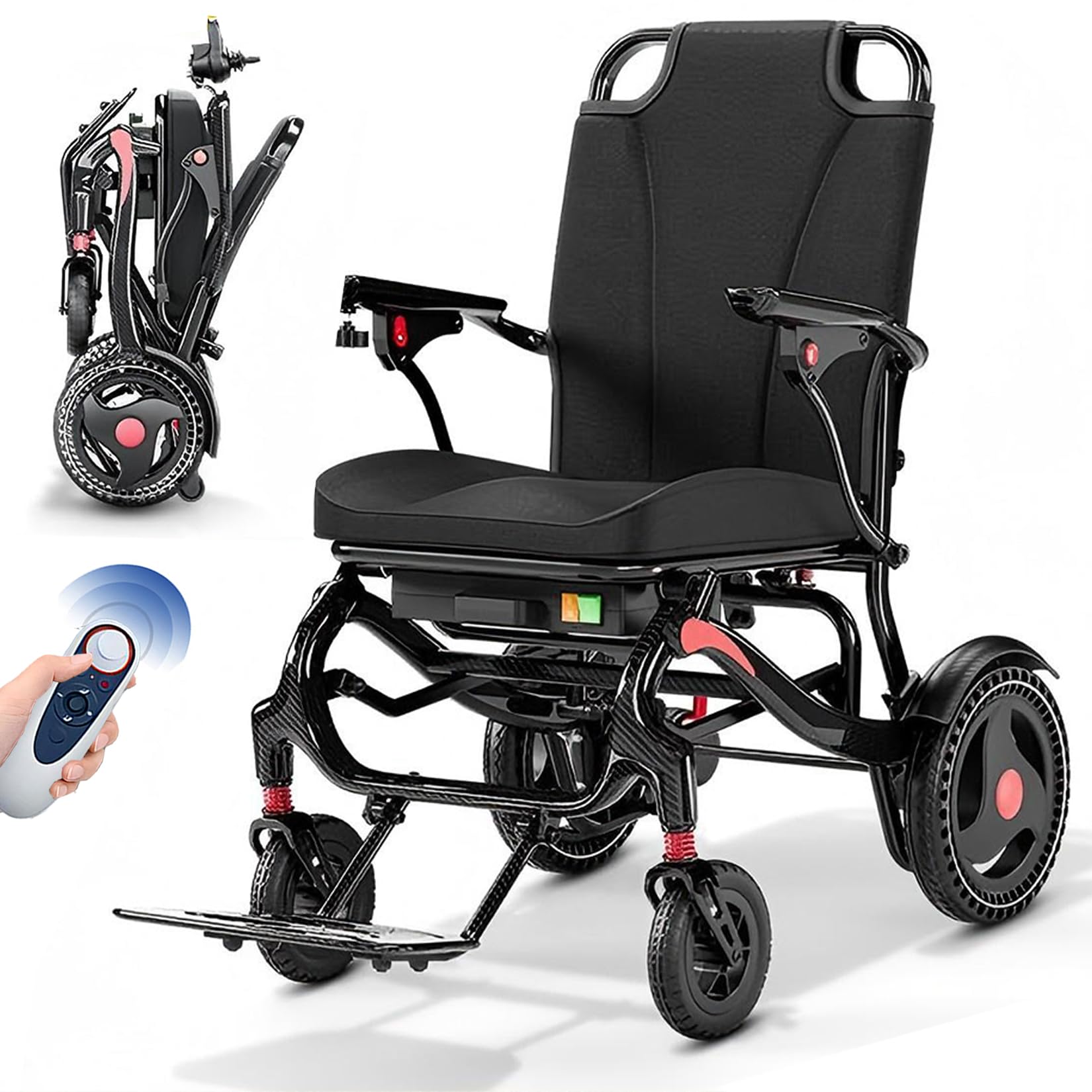 Ultralekki elektryczny wózek inwalidzki, składany, 15,8 kg, bateria litowa, nośność 150 kg, ergonomiczny design, dla seniorów niepełnosprawnych, w podróży, zasięg 20-30 km, do wszystkich