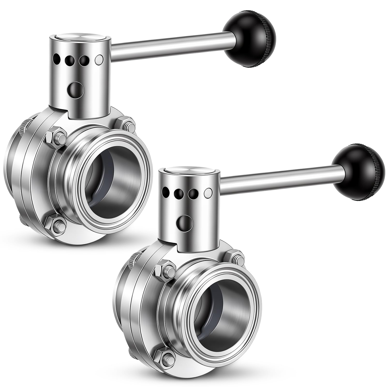 Photo 1 of Otoolling 2 Pcs Sanitary Butterfly Valve 304 Stainless Steel 1.5'' Tube OD