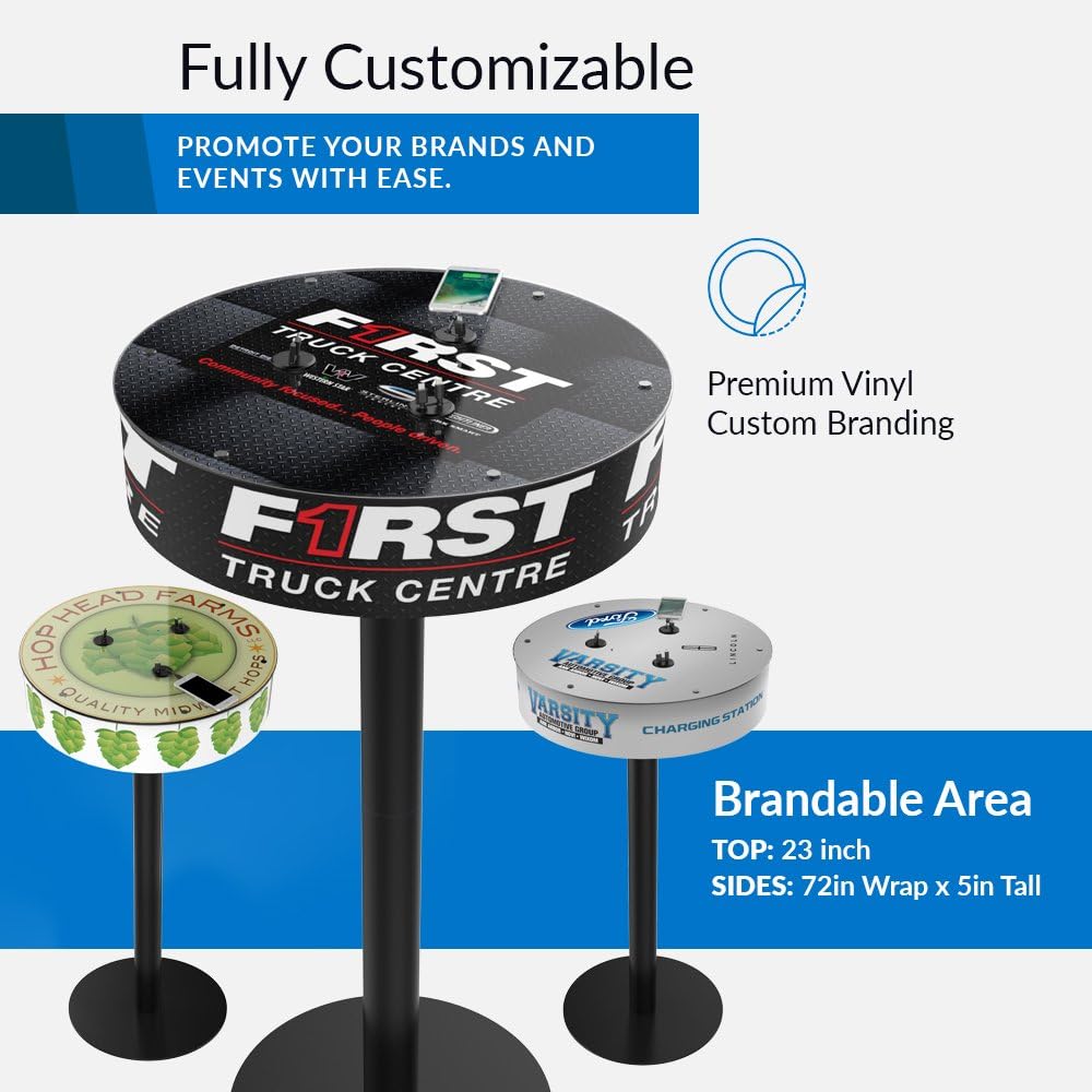 ChargeTech Power Table Cell Phone Charging Station w/ 6 Universal Charging Tips for All Devices + 1 Wireless Charging Pad - Fully Customizable, Commercial Charging Table (Model: TCS6) : Cell Phones & Accessories