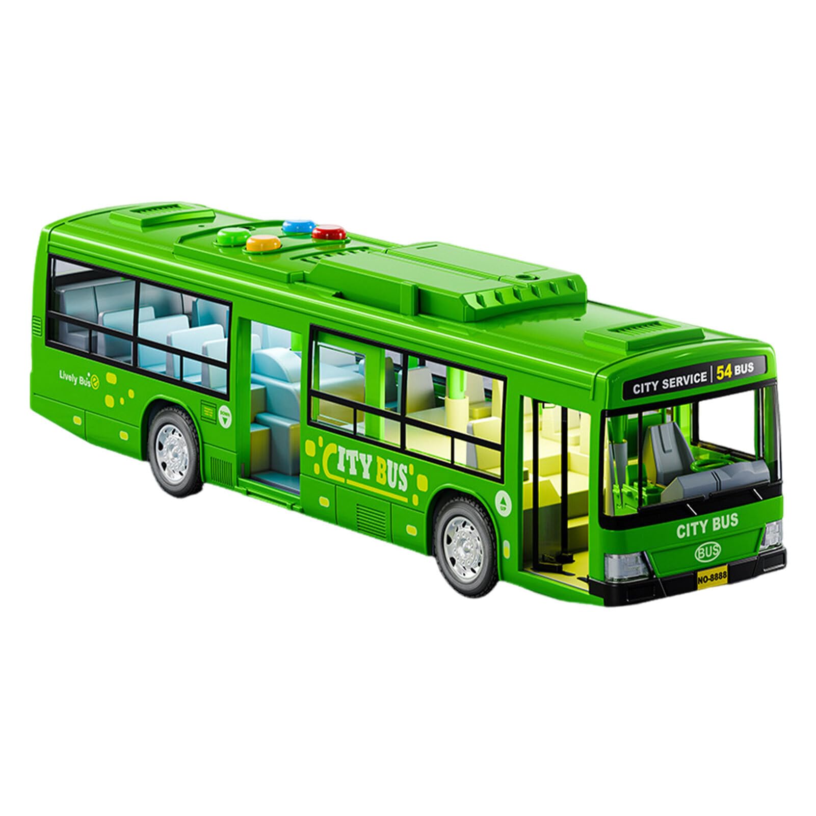 Großer Bus Spielzeug, Realistische Simulation und Geschichtenerzählen, Audiovisueller Selbstfahrender Bus aus Kunststoff, Grün, Für Kinder