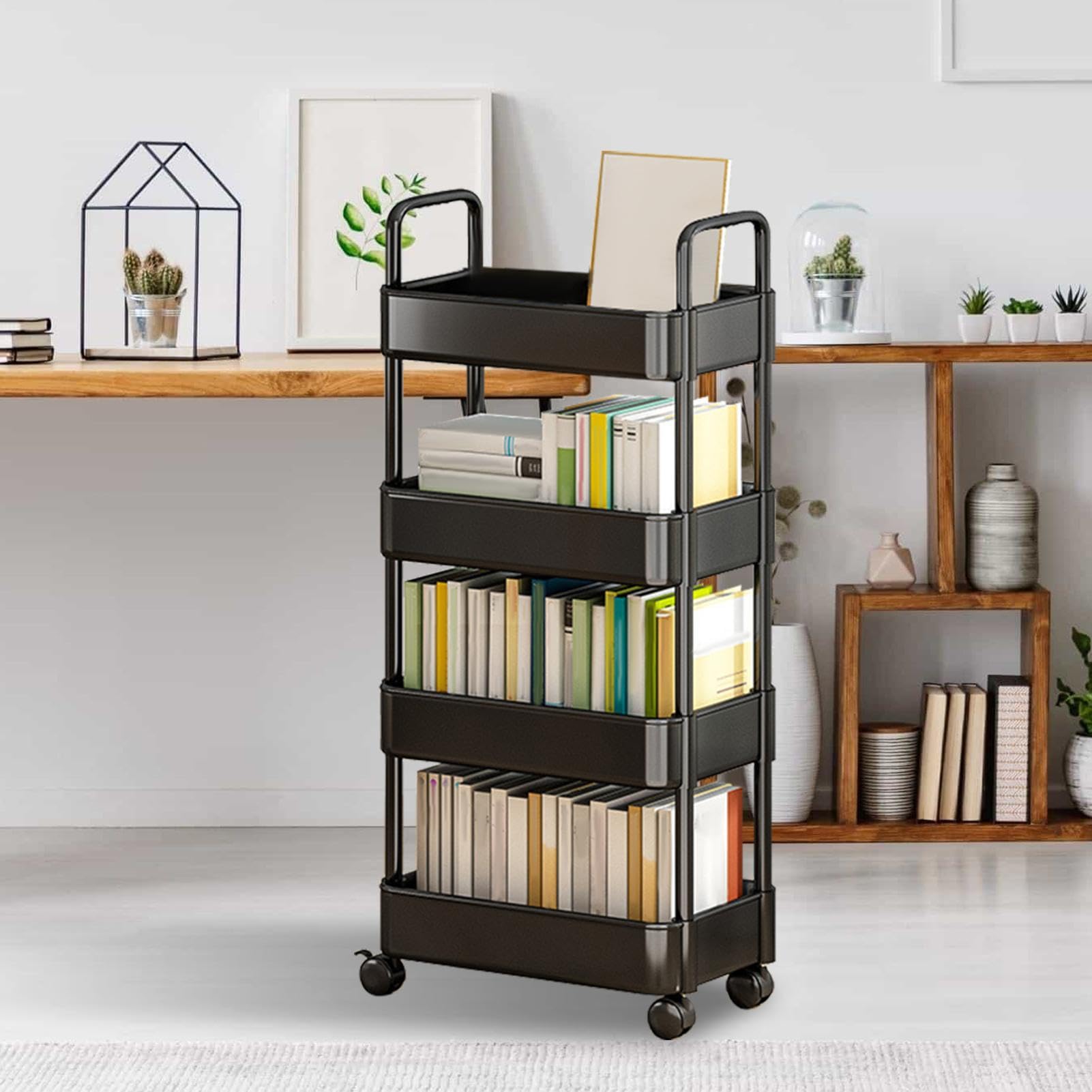 rodante, utilitario rodante | de Cocina | Carrito de | Almacenamiento con Ruedas de 3/4 Niveles, estanterías de Almacenamiento multifuncionales para Cocina, baño, lavadero