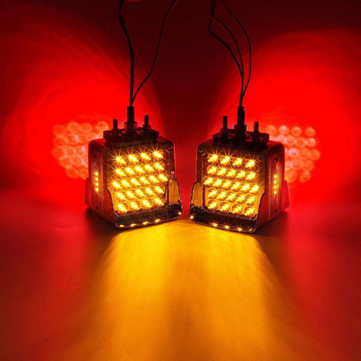 Exсluѕіvе Partsam Pair Truck Trailer 52 LED Red/Amber Square Double Face Pedestal Fender Stop Turn Tail Lights Three Stud Mount Bezel Visor Waterproof Replacement for Peterbilt/Kenworth/Freightliner Trucks Bіg Sаlе Partsam Pair Truck Trailer 52 LED Red/Amber Square Double Face Pedestal Fender Stop Turn Tail Lights Three Stud Mount Bezel Visor Waterproof Replacement for Peterbilt/Kenworth/Freightliner Trucks