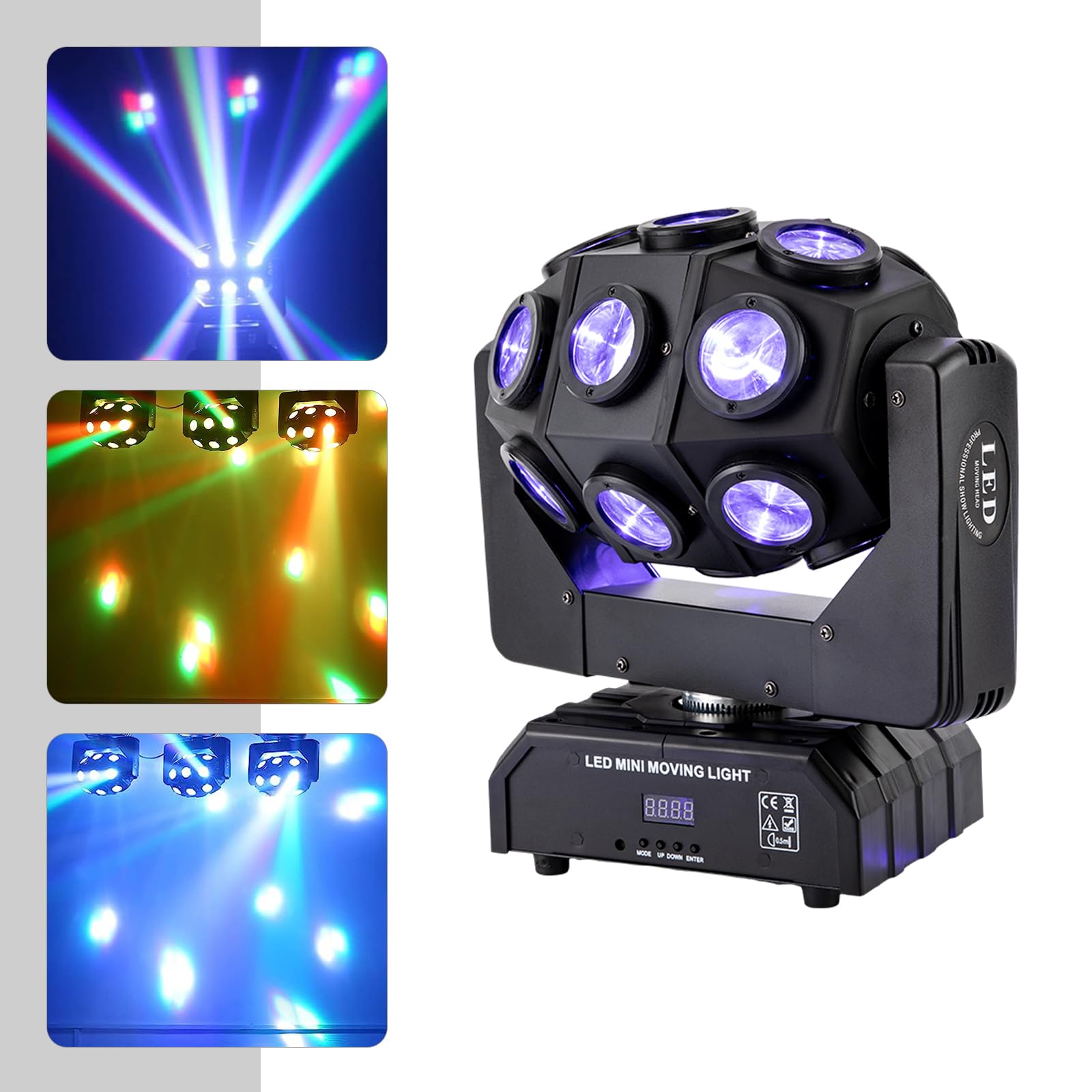 Luz de discoteca para fiestas, LED con cabeza móvil, luz RGB para DJ, proyector controlado por música, luces de discoteca, reflector de efectos DMX, para KTV, reunión familiar, boda, cumpleaños
