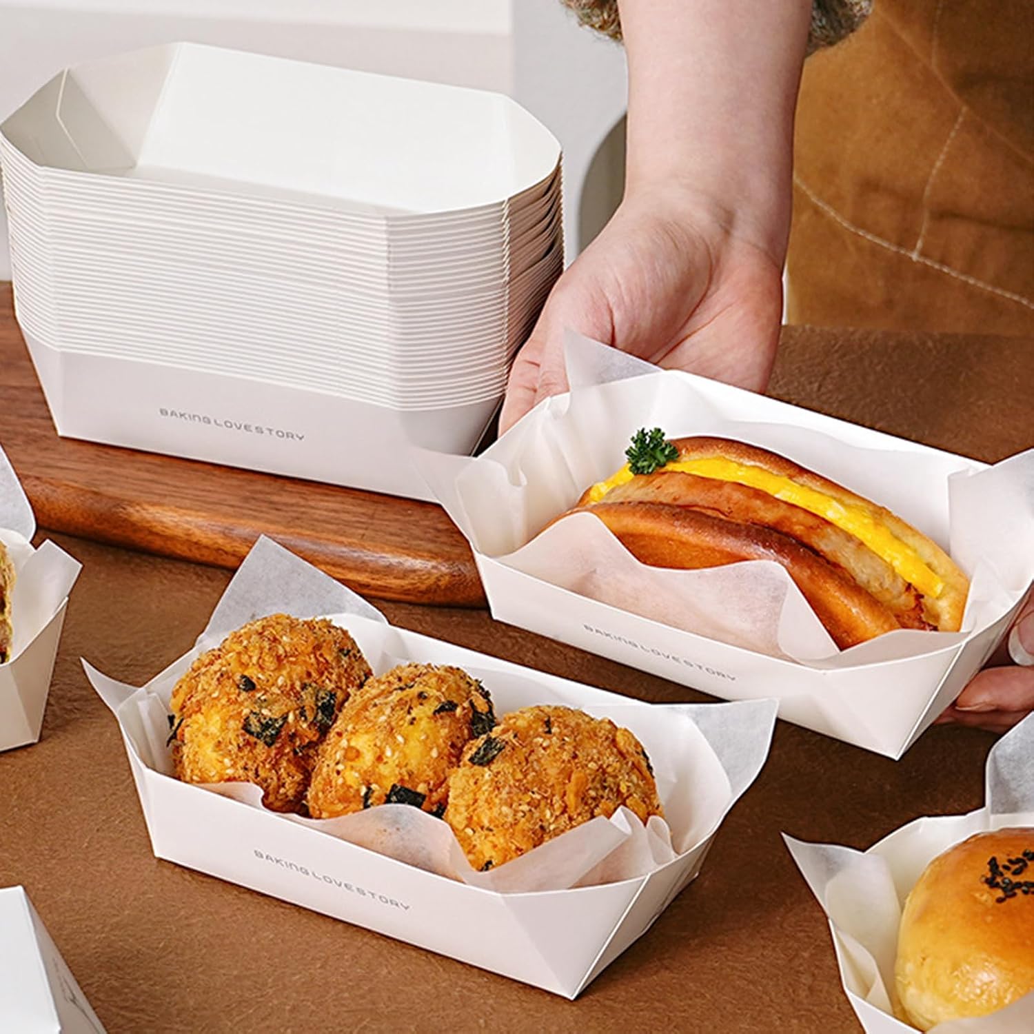 Octagonal Paper Holders for Croissants Danishes Tarts User Friendly Food Safe Packaging Sandwich Display Tray Octagonal Food Container