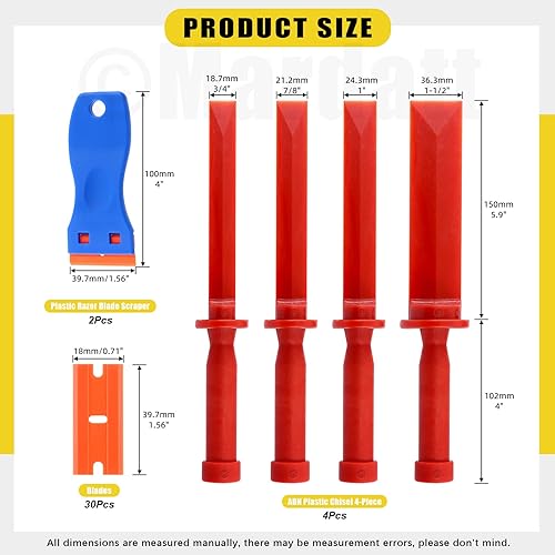 Miniatura 2 de Mardatt 36 herramientas de raspador de plástico que incluye raspador de cincel, rascador de hoja de afeitar y cuchillas raspadoras de doble filo, 34