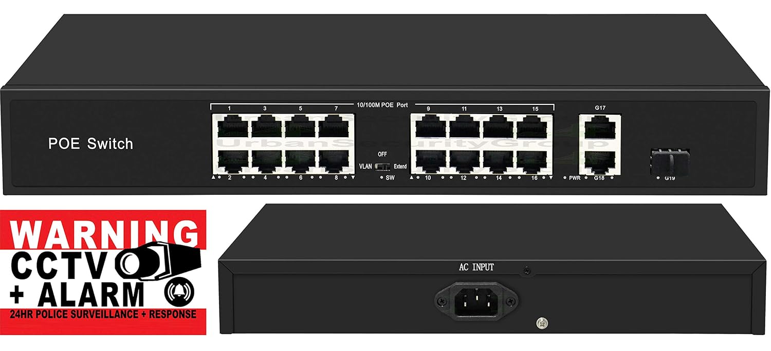 Buу 1 gеt 1 Urban Security Group Pro Grade 300W 18 Port Power Over Ethernet Network Switch : (16) 15.4W PoE + (2) RJ45 Uplink + (1) SFP Fiber Ports : IEEE 802.3af/at, Plug-&-Play, 330ft, Internal Power Supply Buу 1 gеt 1 Urban Security Group Pro Grade 300W 18 Port Power Over Ethernet Network Switch : (16) 15.4W PoE + (2) RJ45 Uplink + (1) SFP Fiber Ports : IEEE 802.3af/at, Plug-&-Play, 330ft, Internal Power Supply
