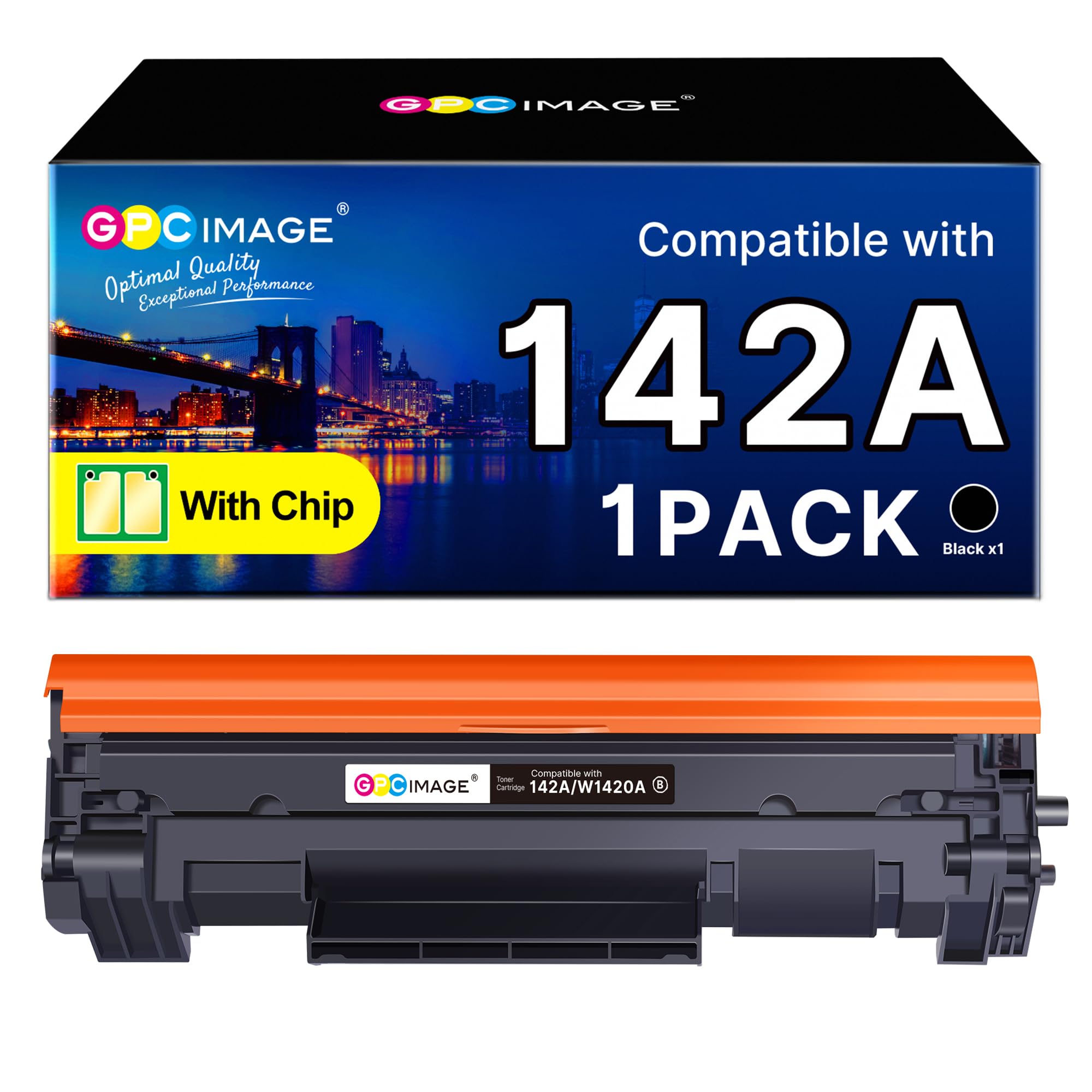 GPC IMAGE 142A mit Chip Tonerkartusche Kompatibel mit HP 142A W1420A 142X W1420X für HP LaserJet MFP M140w Toner LaserJet M110w M110 M140 M139w M139 (1er-Pack Schwarz)