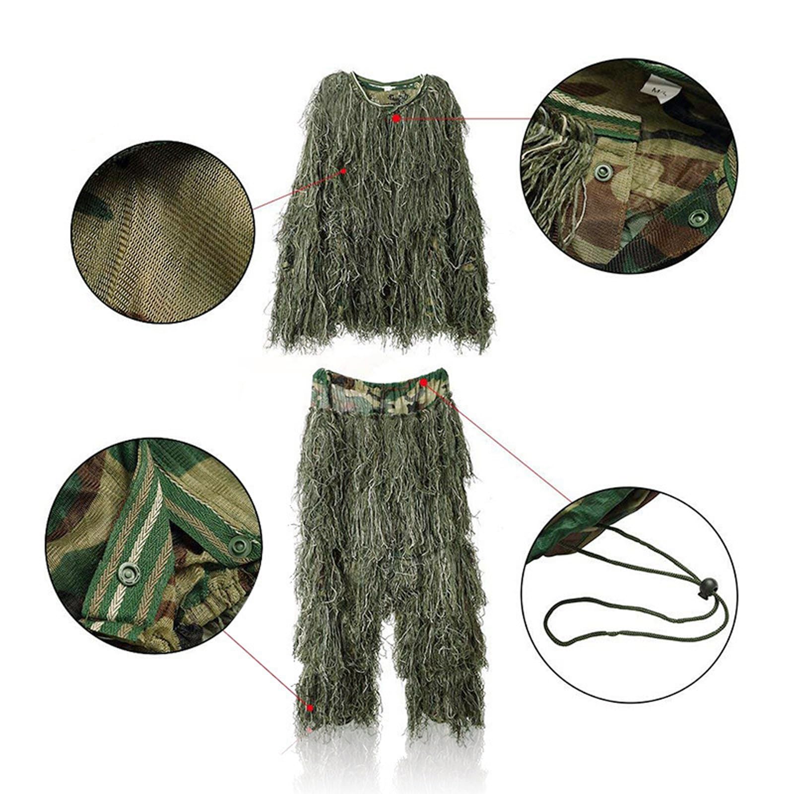 Maizoon 5 en 1 Traje Ghillie 3 Estilos de Ropa de Camuflaje Ideales para la Caza Militar Francotirador Airsoft y Paintball