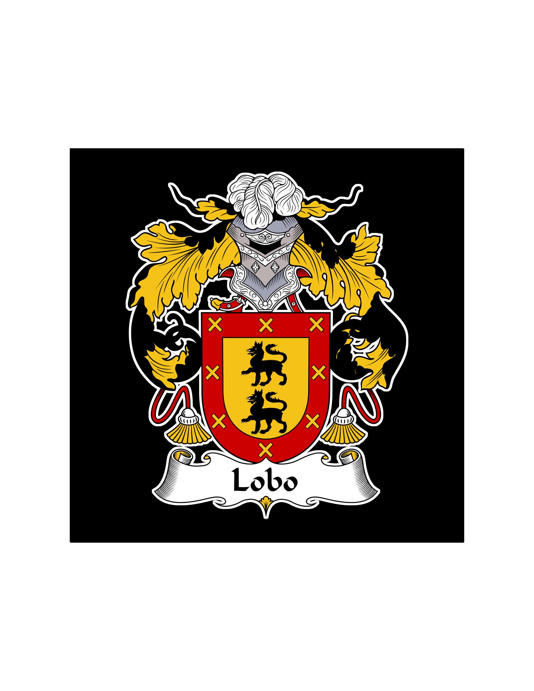 Carpe Diem Designs Lobo Family Crest/Coat of Arms Ceramic Tile for Coaster, Hot Plate, Trivet or Decorative Accent