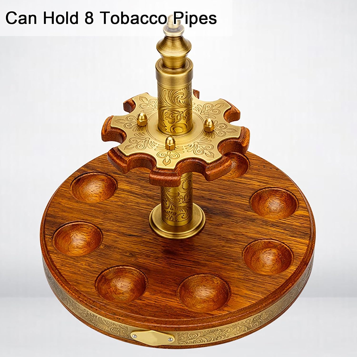 Tobacco Pipe Stand Wooden 360 Degree Rotatable Tobacco Pipe Display Rack for 8 Smoking Pipes Tobacco Pipe Accessories Wooden Tobacco Pipe Stand Holder Rack