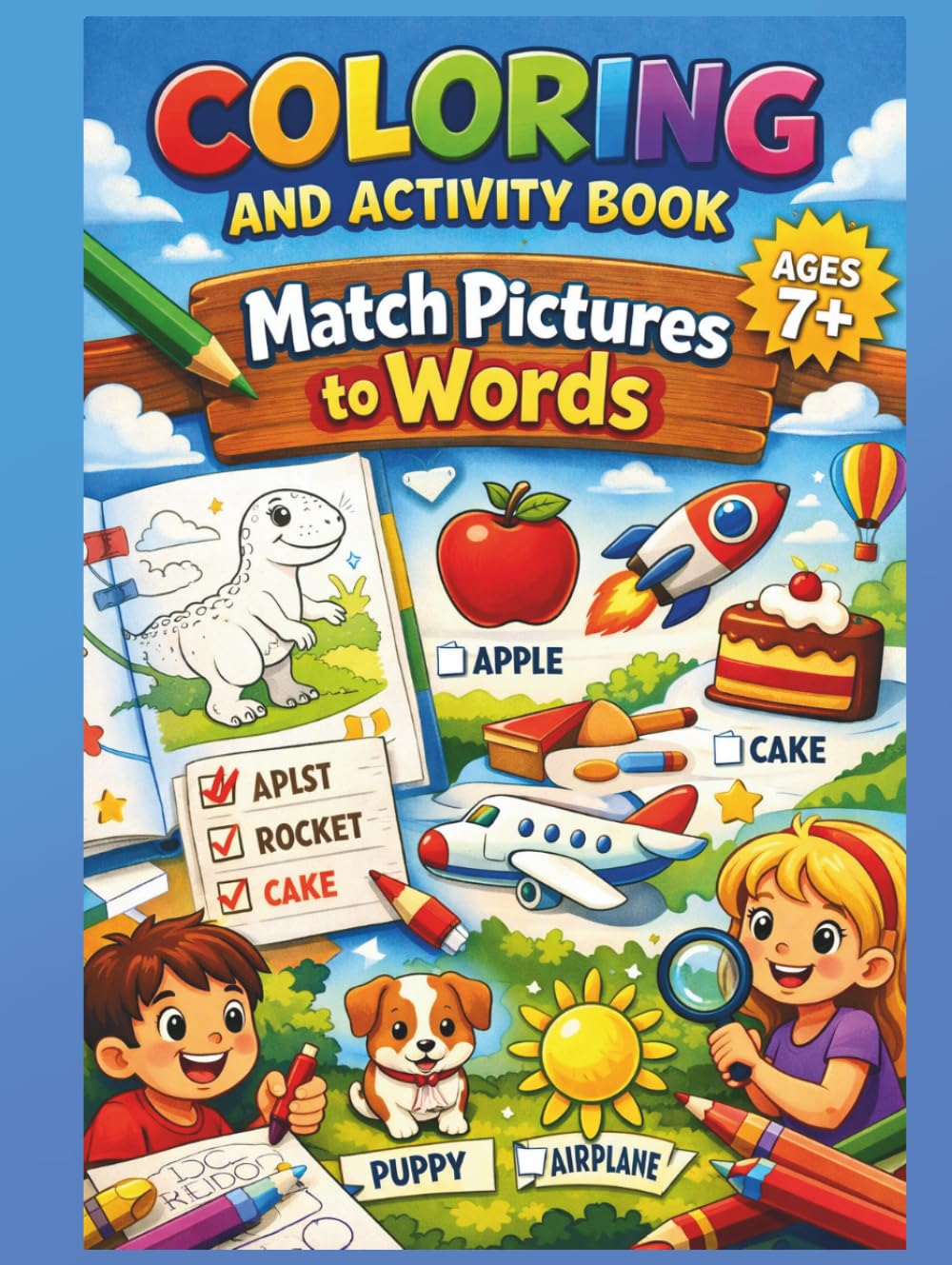 COLORING AND ACTIVITY BOOK, Match Pictures to Words, AGES 7+: A Fun and Educational Adventure for Kids: Color, Match, and Expand Vocabulary! (Early Learning)