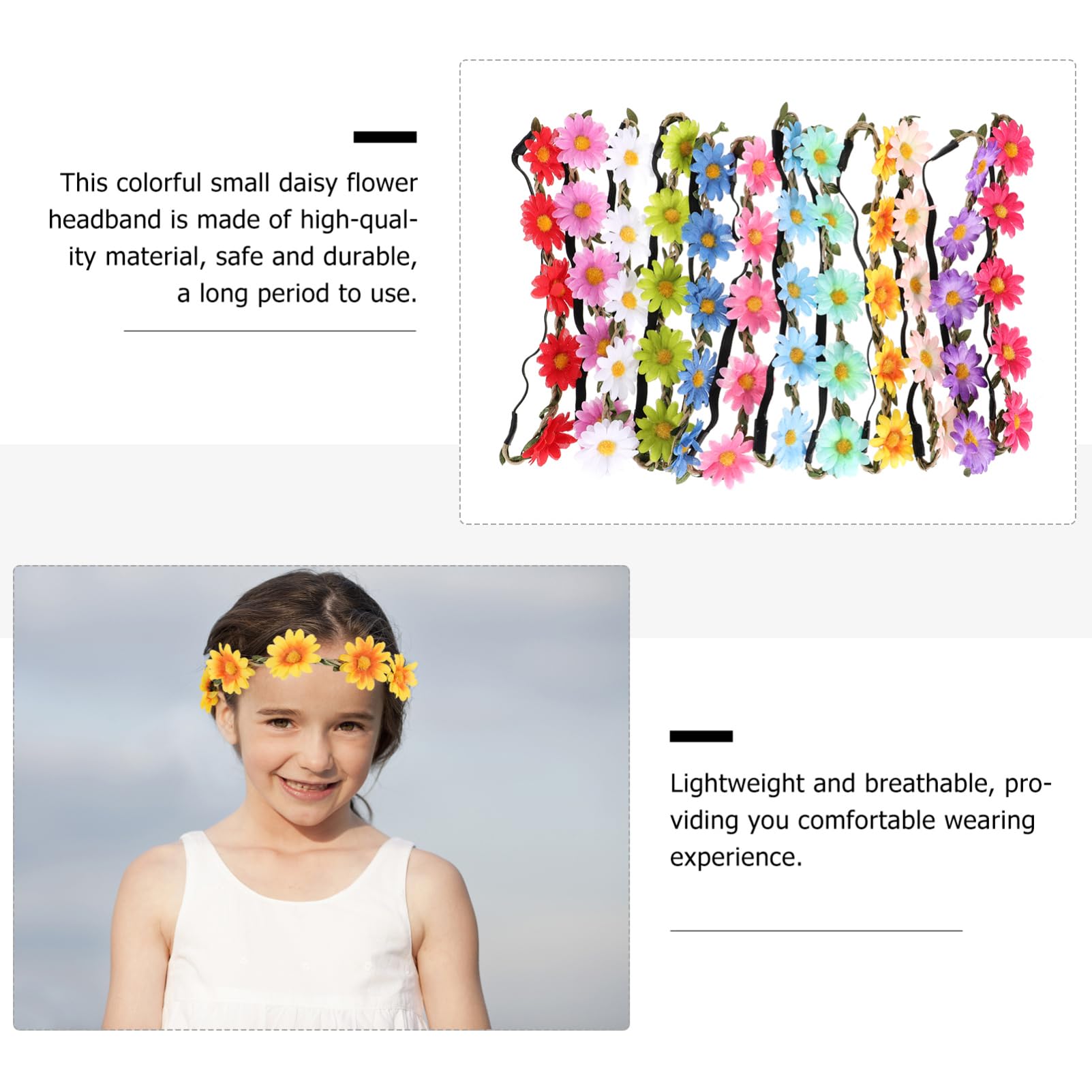 minkissy 24pezzi Ghirlanda Di Fiori Daisy Per Donne e Ragazze Accessorio Elegante Per Festival Matrimoni e Occasioni Speciali Fascia Comoda e Resistente