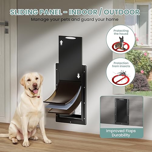 Miniatura 8 de Puerta para perro de 3 solapas, puerta grande para perros, puerta grande para perros, puerta de plástico que nunca se oxida, túnel telescópico,