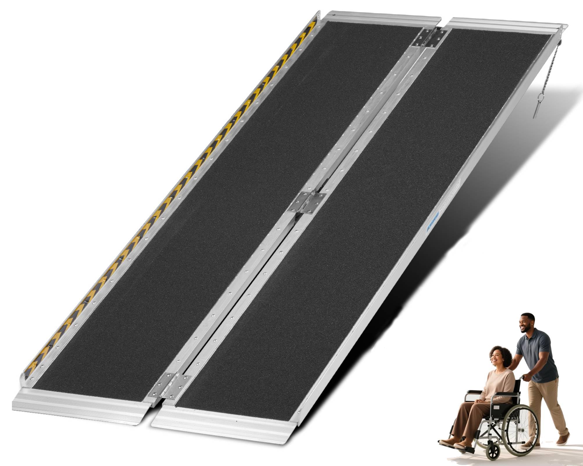 MOTORHOT 6ft Portable Wheelchair Ramp Non-Slip Aluminum Folding Handicap Home Steps Scooter Door Threshold Ramp for 6 inch -18 inch Step Heights 600 lbs Capacity 28in Wide Single Fold Ramp