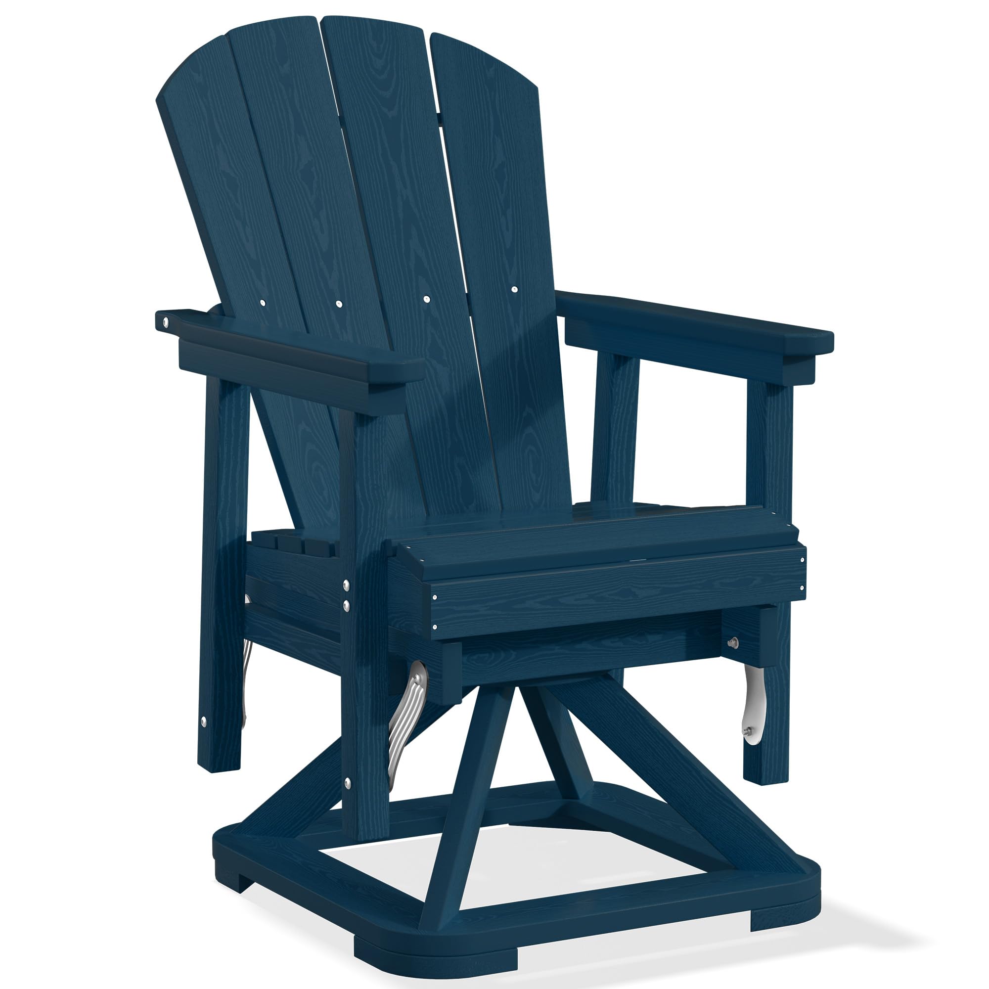 PLUUV Adirondack Swivel Glider Chair, 360° Swivel &amp; Smooth Glide, Navy