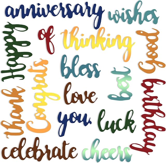 16 Pieces Cutting Dies Word Dies for Card Making Celebration Cutting Dies Embossing Script Die Stencils for DIY Scrapbook Card Making Supplies (Charming Style)
