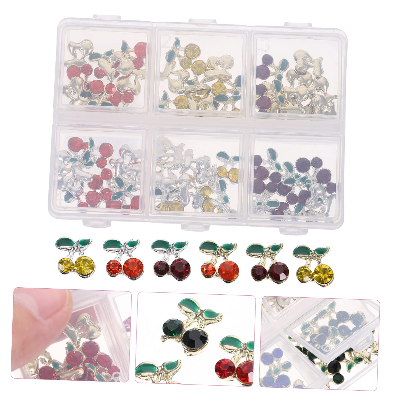 Healvian 120 Piezas accesorios de arte de uñas de diamantes de imitación decoración uñas decoraciones uñas gemas de uñas de cereza adornos de brillo pedrería joyas encantos de uñas clavos