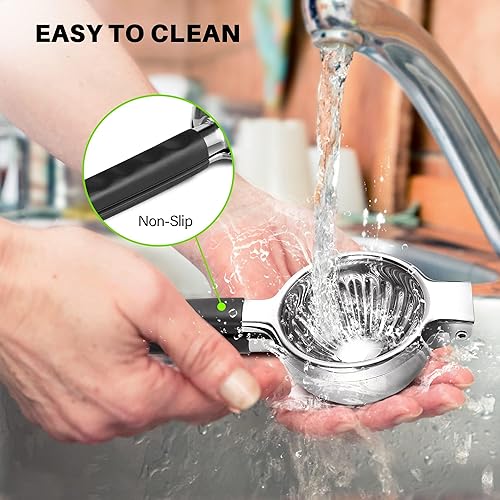 Miniatura 7 de Exprimidor de limón Tuiswo Exprimidor manual grande de cítricos de acero inoxidable, cuenco de metal duradero con agarre antideslizante, calidad