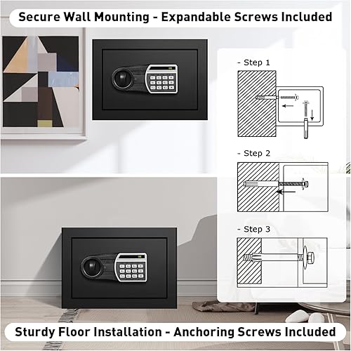 Miniatura 8 de Caja de seguridad ignífuga pequeña de 1.2 pies cúbicos para uso doméstico, resistente al fuego, impermeable, con cerradura de combinación digital,