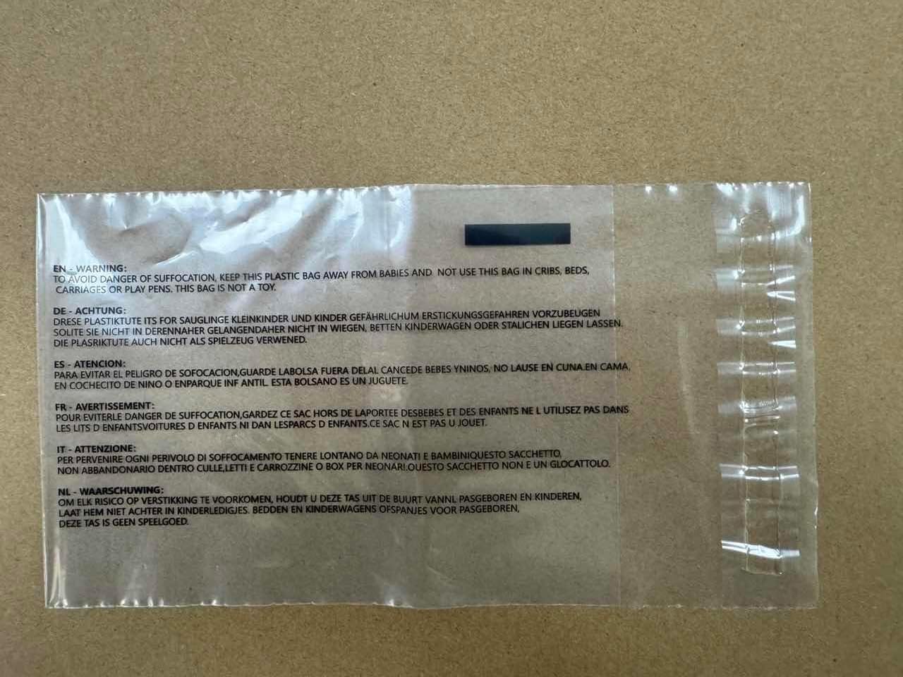 Plastic bag warning label