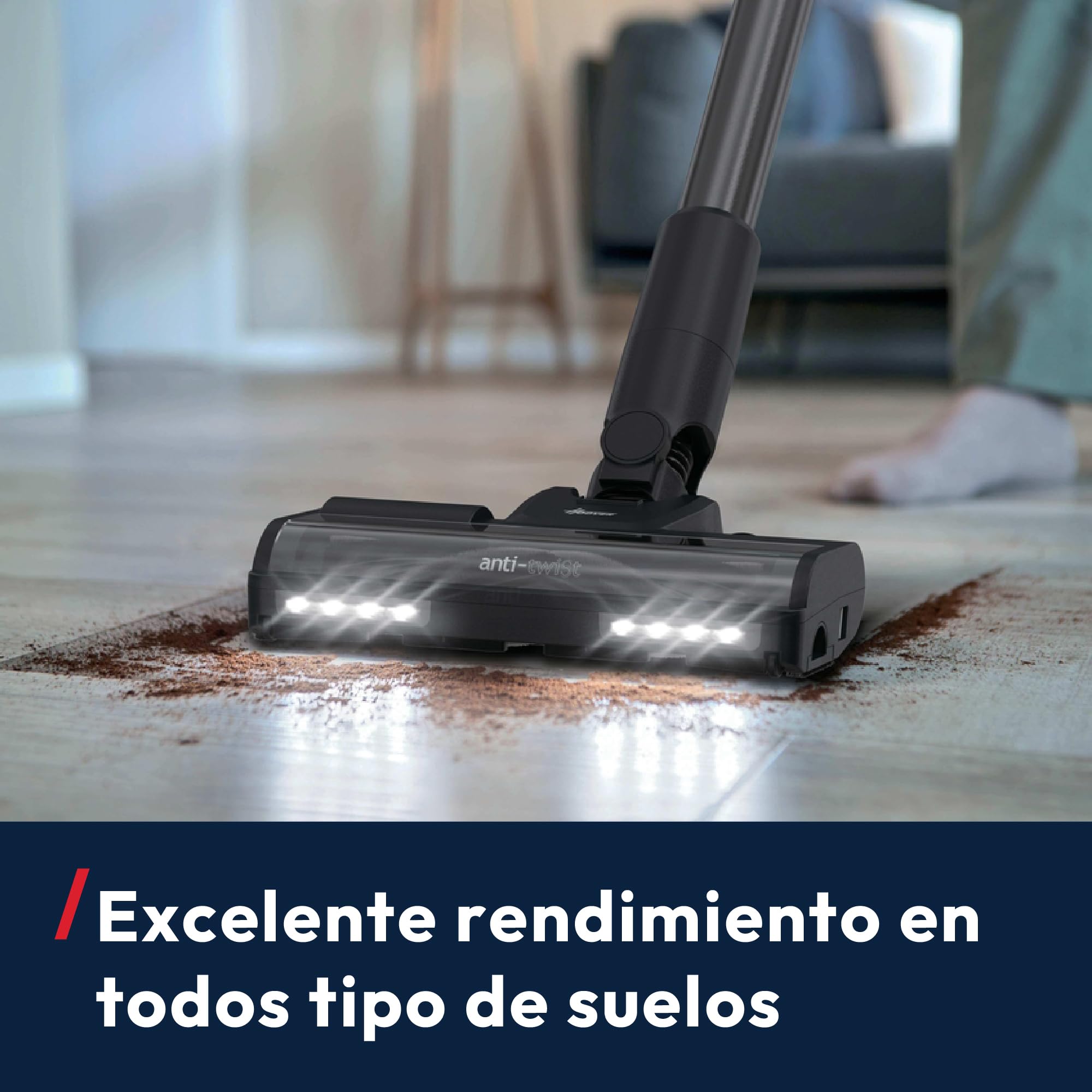Hoover HF1 Core Pet Aspiradora Escoba Sin Cable | 50 Min de Autonomía | Cepillo Motorizado para Pelo de Mascotas en Sofás, 3 Modos, Cepillo Anti-Twist, Boquilla LED, QuickPark, 200W