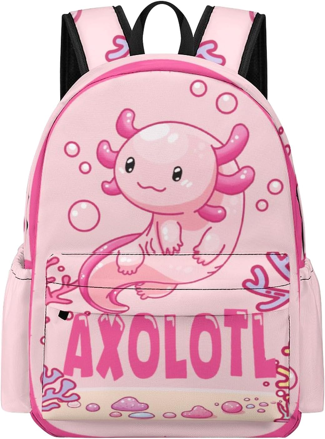 Axolotl Backpack for Girls Boys, 16.5 Inch Axolotl Theme Bookbag with Adjustable Straps, Large Capacity School Cartoon Backpack