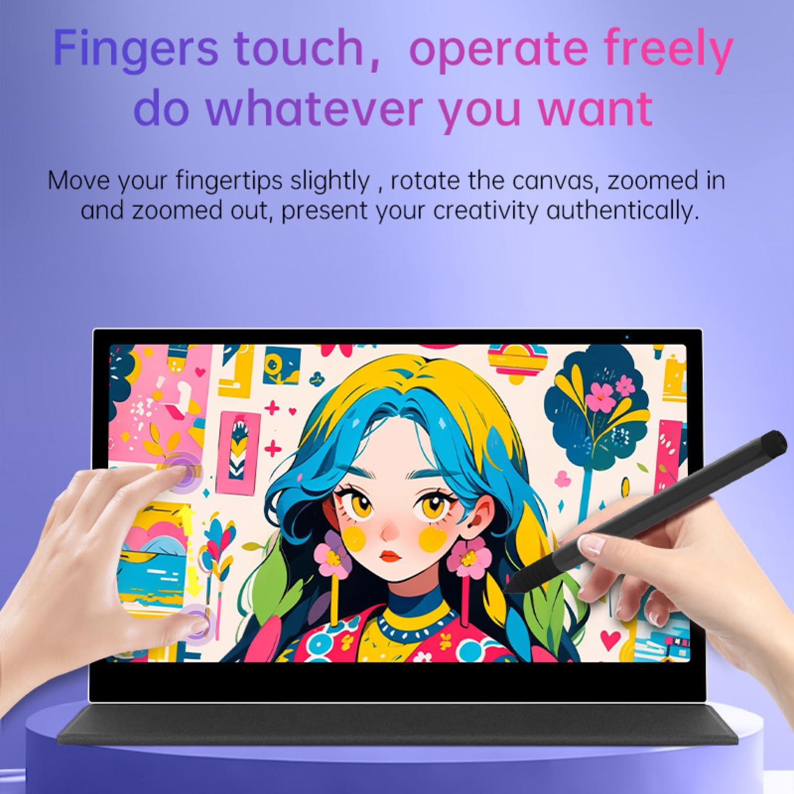 Tableta Gráfica con Pantalla 15,6 Pulgadas FHD Laminada | 16384 Niveles de Presión, Lápiz Sin Batería, 120% sRGB para Dibujo Digital, Ilustración y Diseño Gráfico