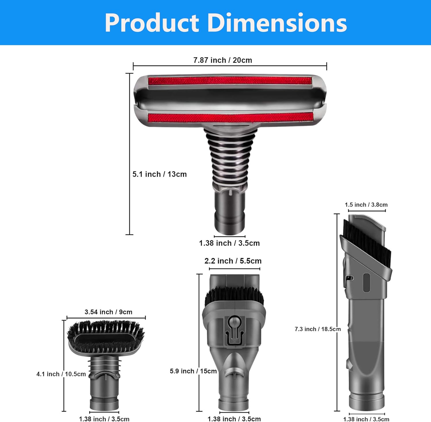 Attachments Tools Kit for Dyson V6 V7 V8 V10 DC16 DC24 DC33 DC34 DC35 DC39 DC44 DC58 DC59 DC62 DC74 Cordless Vacuum Cleaner, Home Cleaning Tools Brush Kit Accessories(4 Pcs Set Brush Kit) image 2