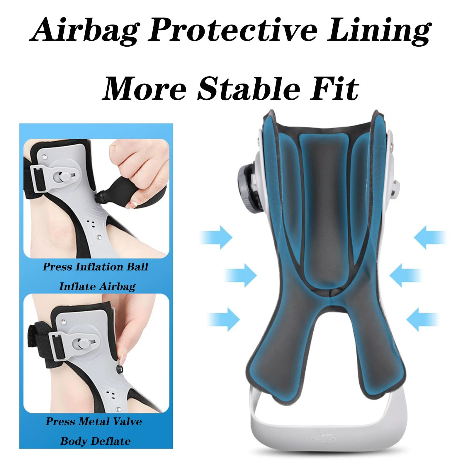 Ortesis de Tobillo Ajustable AFO para Pie Caído con Forro Airbag Inflable A1 Right M