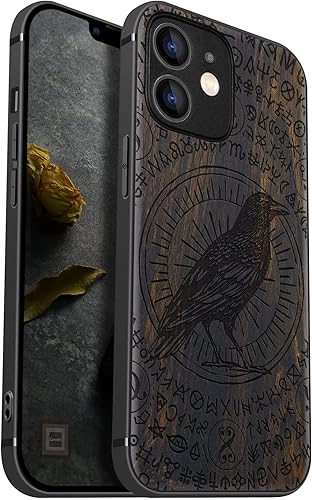 Miniatura 15 de Carveit Funda magnética de madera para iPhone 12 [madera natural y TPU suave negro] a prueba de golpes, funda de madera única y elegante compatible