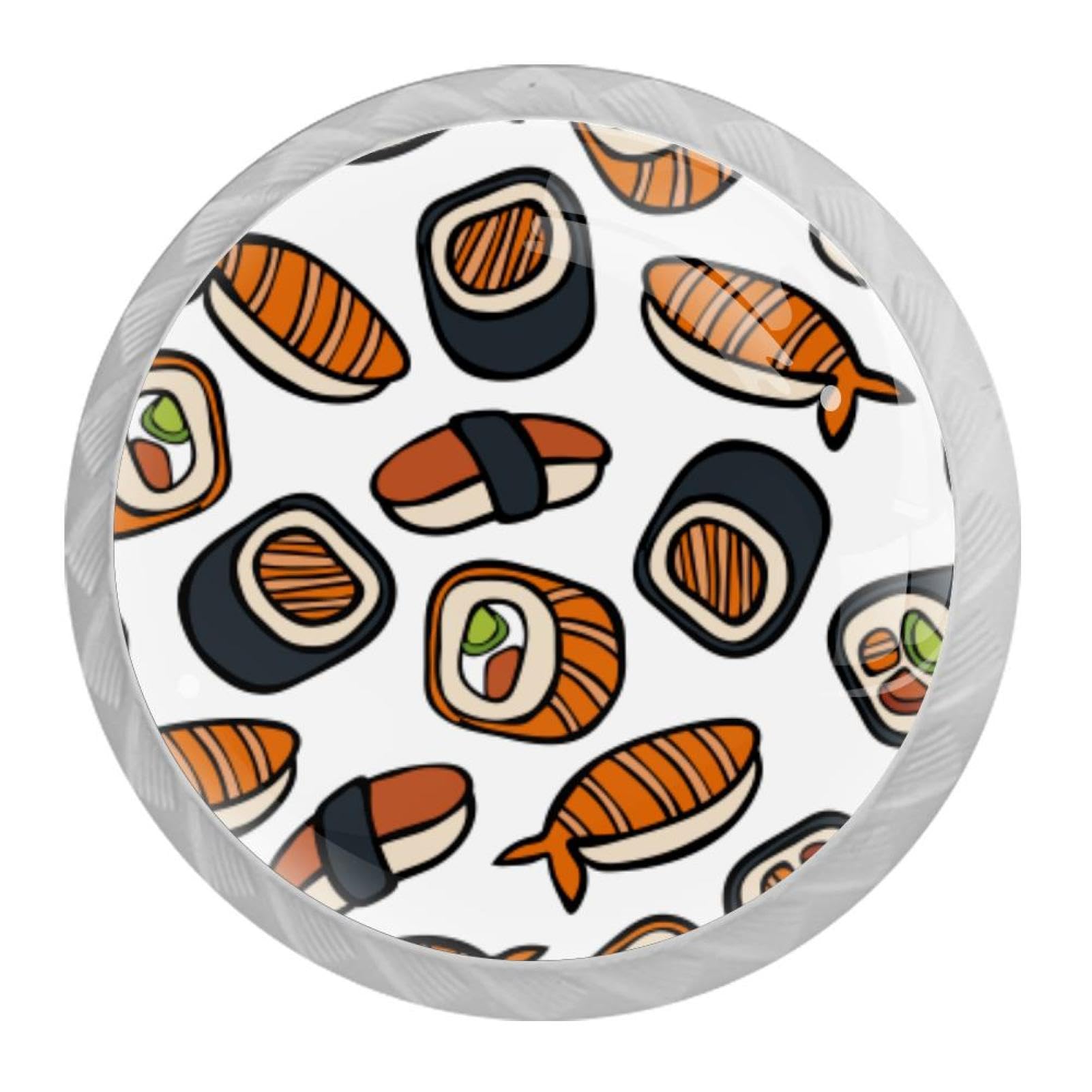 Tqmspg Multi10 4 Pieces Drawer Pulls Sushi Pattern Door Knobs Dresser Handles For Kitchen Wardrobe Cupboard Hardware Furniture
