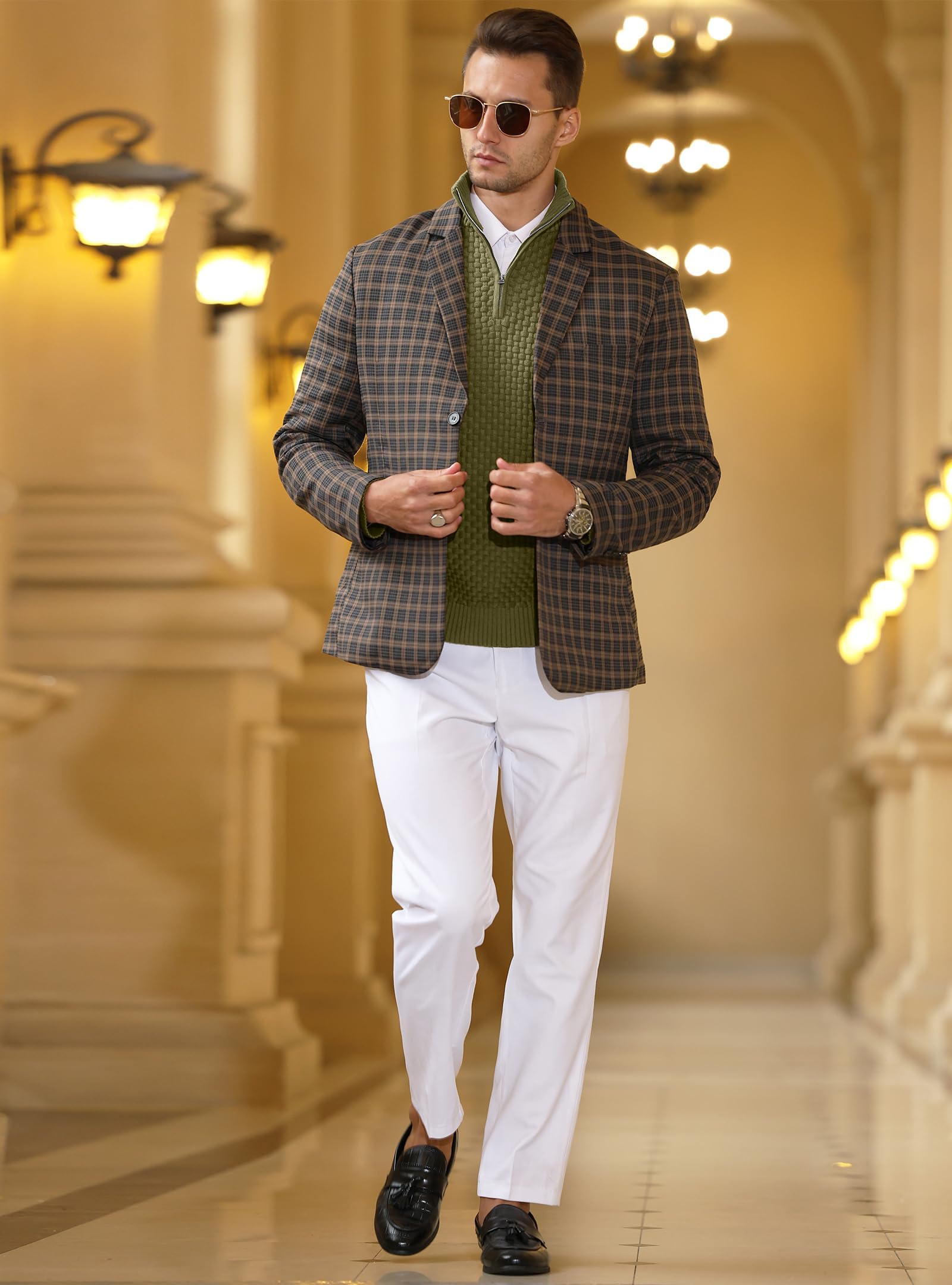Zaitun Jersey de cuello alto para hombre con cremallera